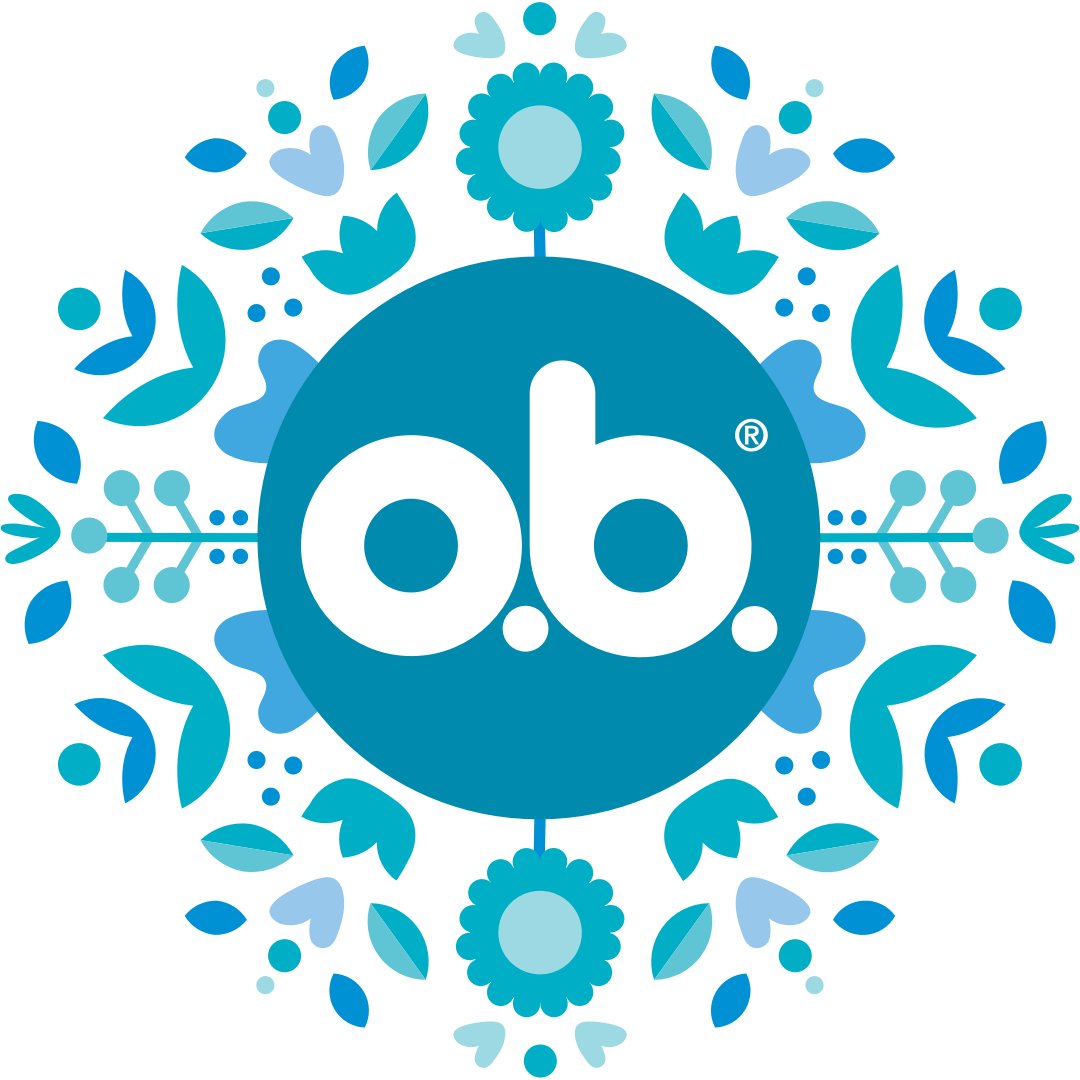 logo o.b.® z motywem kwiatowym jako grafika